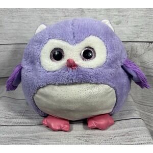 Purple Round Owl Plush 12" Hug Me Big Sparkly Eyes Soft‎ & Cuddly Toy
